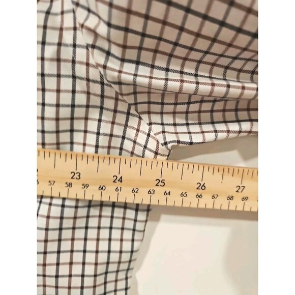 Peter Millar Shirt Men LRG Black Brwn Check Plaid Nanoluxe Easy Care Long Sleeve - Picture 7 of 9